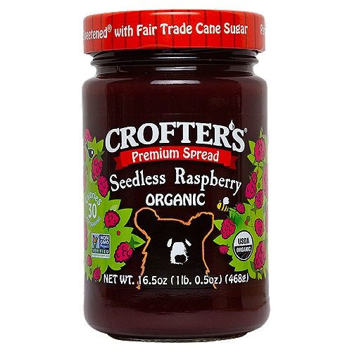 Crofter's Organic Seedless Raspberry Premium Spread, 16.5 oz
Perfectly Sweetened® with Fair Trade Cane