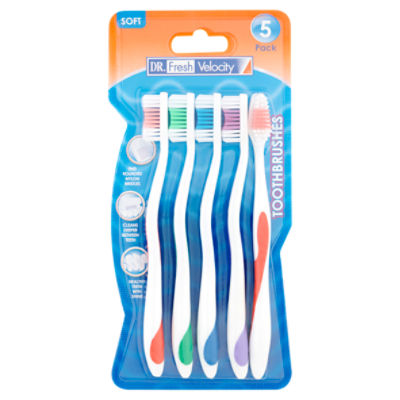 DR. Fresh Velocity Soft Toothbrushes, 5 count