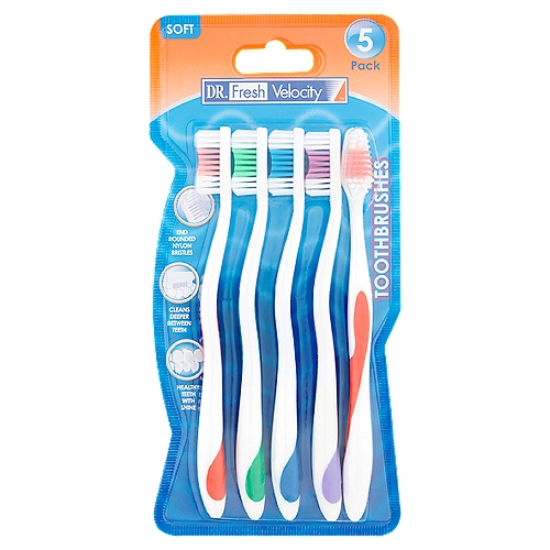 DR. Fresh Velocity Soft Toothbrushes, 5 count