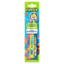 Firefly Pinkfong Baby Shark Soft Toothbrushes with Cap Value Pack, 3+, 3 count