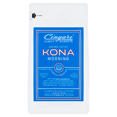 Cingari Family Kona Morning Ground Coffee, 12 oz