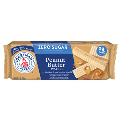 VOORTMAN Bakery Zero Sugar Peanut Butter Wafers, No Artificial Colors or Flavors - 9oz