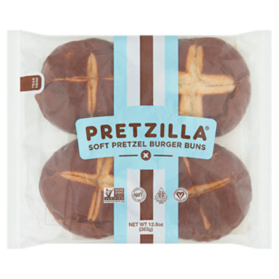 Pretzilla Soft Pretzel Burger Buns, 4 count, 12.8 oz