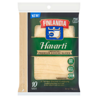 Finlandia Havarti Imported Premium Cheese Slices, 10 count, 7 oz