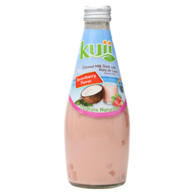 Kuii Strawberry Flavor Coconut Milk Drink with Nata De Coco, 9.8 fl oz