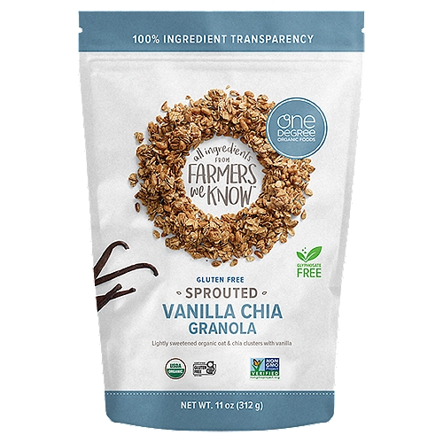 One Degree Organic Foods Gluten Free Sprouted Vanilla Chia Granola, 11 oz