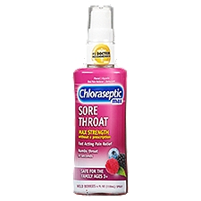 Chloraseptic Sore Throat, Max Strength, Wild Berries, Spray, 4 Fluid ounce