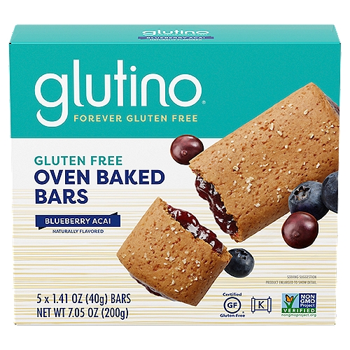 Glutino Blueberry Acai Gluten Free Oven Baked Bars, 1.41 oz, 5 count