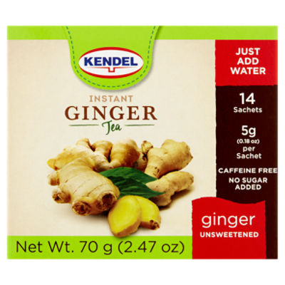 Kendel Unsweetened Instant Ginger Tea, 0.18 oz, 14 count