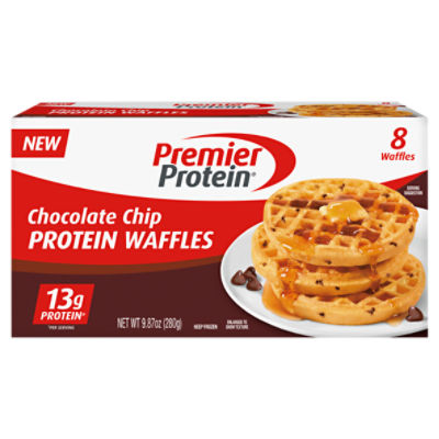 Premier Protein Frozen Protein Chocolate Chip Waffles, 8 count