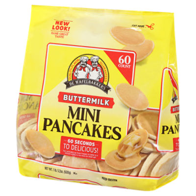 De Wafelbakkers Buttermilk Mini Pancakes, 1lb 12.2 oz, 80 Count Bag (Frozen)