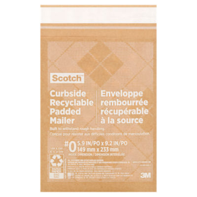 Scotch Curbside Recyclable Padded Mailer, 1 Each