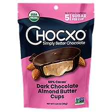Chocxo 60% Cacao Dark Chocolate Almond Butter Cups, 3.45 oz