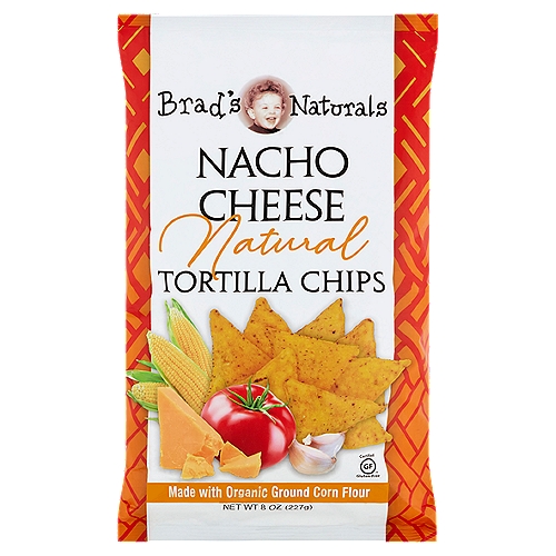 Brad's Naturals Nacho Cheese Tortilla Chips, 8 oz
Brad's Naturals Nacho Cheese Tortilla Chips will please your palate with superior crunch and flavor. These tasty chips are a healthy, natural snack you'll enjoy with your favorite dip or straight out of the bag.