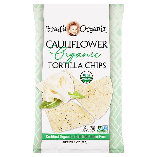 Brad's Organic Cauliflower Tortilla Chips, 8 oz
Brad's Organic Cauliflower Tortilla Chips will please your palate with superior crunch and flavor. These tasty chips are a healthy, organic snack you'll enjoy with your favorite dip or straight out of the bag.