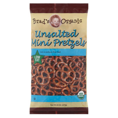 Brad's Organic Low Fat Unsalted Mini, Pretzels