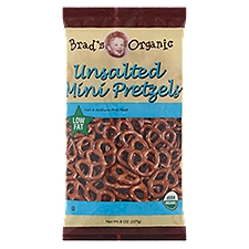 Brad's Organic Low Fat Unsalted Mini, Pretzels, 8 Ounce