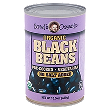 Brad's Organic No Salt Added Organic, Black Beans, 15.5 Ounce