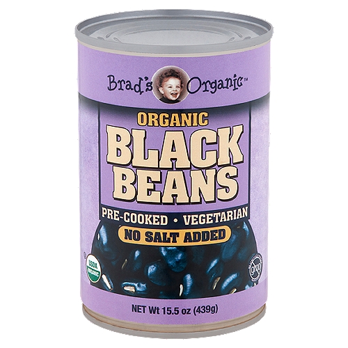 Brad's Organic No Salt Added Organic Black Beans, 15.5 oz
Pre-cooked and ready to use, brad's organic black beans are rich in color, tender in texture, fat free and high in fiber. They're the perfect addition to your favorite salads, soups, casseroles, stews, chili, or entrees for a delicious nutritional boost.