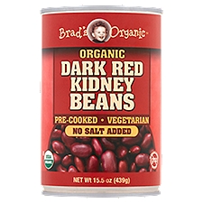 Brad's Organic No Salt Added Organic Dark Red, Kidney Beans, 15.5 Ounce