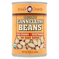 Brad's Organic No Salt Added Organic, Cannellini Beans, 15.5 Ounce