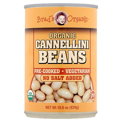Brad's Organic No Salt Added Organic Cannellini Beans, 15.5 oz
Pre-cooked and ready to use, Brad's Organic Cannellini beans are creamy in color, tender in texture and fat free. Add them to your favorite salads, soups, casseroles, stews, chili or entrees for a delicious nutritional boost.