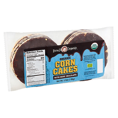 Brad's Organic Corn Cakes with Dark Chocolate, 3.5 oz