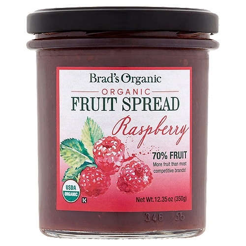 Brad's Organic Raspberry Fruit Spread, 12.35 oz
Brad's Organic Fruit Spreads contain 70% pure organic fruit with a hint of lemon juice for an extraordinary burst of natural flavor and freshness.