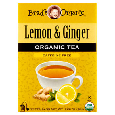 Brad's Organic Lemon & Ginger Organic Tea Bags, 20 count, 1.06 oz