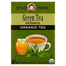 Brad's Organic Green Tea with Kombucha Organic, Tea Bags, 20 Each