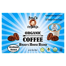 Brad's Organic Brad's House Blend Medium Roast Organic Coffee, K-Cup Pods, 12 Ounce