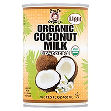 Brad's Organic Light Unsweetened Organic, Coconut Milk, 13.5 Fluid ounce