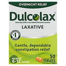 Dulcolax Overnight Relief Laxative Tablets, 50 count, 50 Each