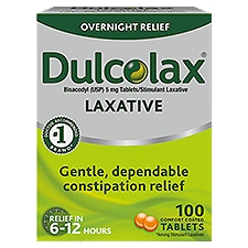 Dulcolax Overnight Relief Laxative Tablets, 100 count