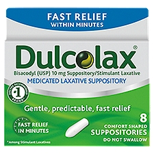 Dulcolax Medicated Laxative Comfort Shaped, Suppositories, 8 Each