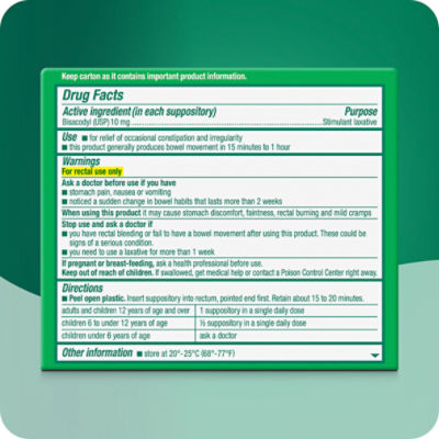 Dulcolax Medicated Laxative Suppositories, 8 count