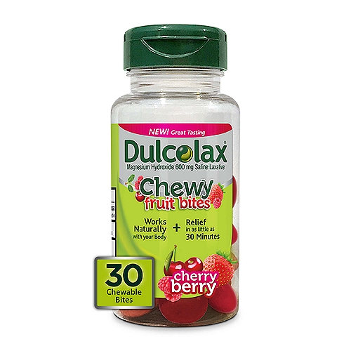 Dulcolax Chewy Fruit Bites, Saline Laxative, Cherry Berry, 30 Count