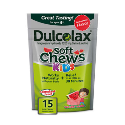 Dulcolax Kids Soft Chews Saline Laxative, Watermelon, 15 Count