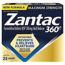 Zantac 360° Maximum Strength Famotidine Tablets, USP, 20 mg, 25 count