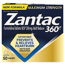 Zantac 360° Maximum Strength Famotidine Tablets, USP, 20 mg, 50 count