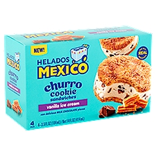 Helados Mexico Vanilla Ice Cream Churro Cookie Sandwiches, 3.5 fl oz, 4 count