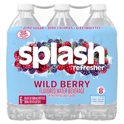Splash Blast, Wild Berry Flavor Water Beverage, 16.9 FL OZ Plastic Bottles  (6 Count) - ShopRite