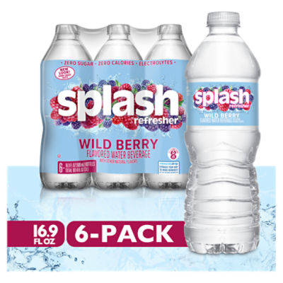 Splash Refresher Wild Berry Flavored Water Beverage, 16.9 fl oz, 6