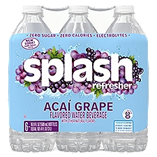 Splash Blast, Acai Grape Flavor Water Beverage, 16.9 FL OZ Plastic Bottles (6 Count)