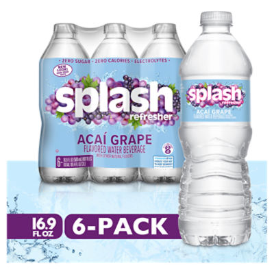 Splash Refresher Acai Grape Flavored Water Beverage, 16.9 fl oz, 6 count