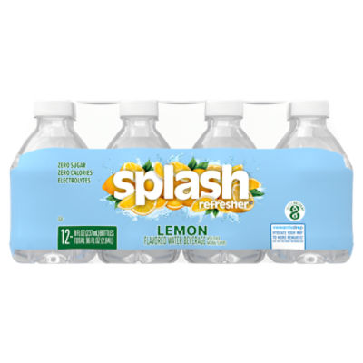 Splash Blast, Lemon Flavor Water Beverage, 8 FL OZ Plastic Bottles (12