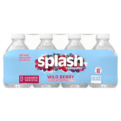 Splash Blast, Wild Berry Flavor Water Beverage, 8 FL OZ Plastic Bottles