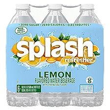 Splash Blast, Lemon Flavor Water Beverage, 16.9 FL OZ Plastic Bottles (6 Count)