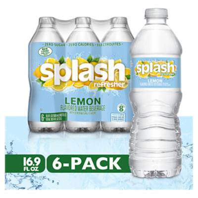 Splash Refresher Lemon Flavored Water Beverage, 16.9 fl oz, 6 count