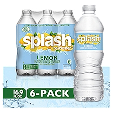 Splash Refresher Lemon Flavored Water Beverage, 16.9 fl oz, 6 count, 101.4 Fluid ounce